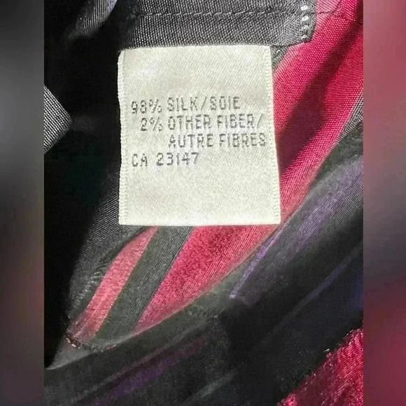 Talbots Silk Red Blue Black Metallic Striped Blazer Jacket Women’s Size 14 - Picture 11 of 12